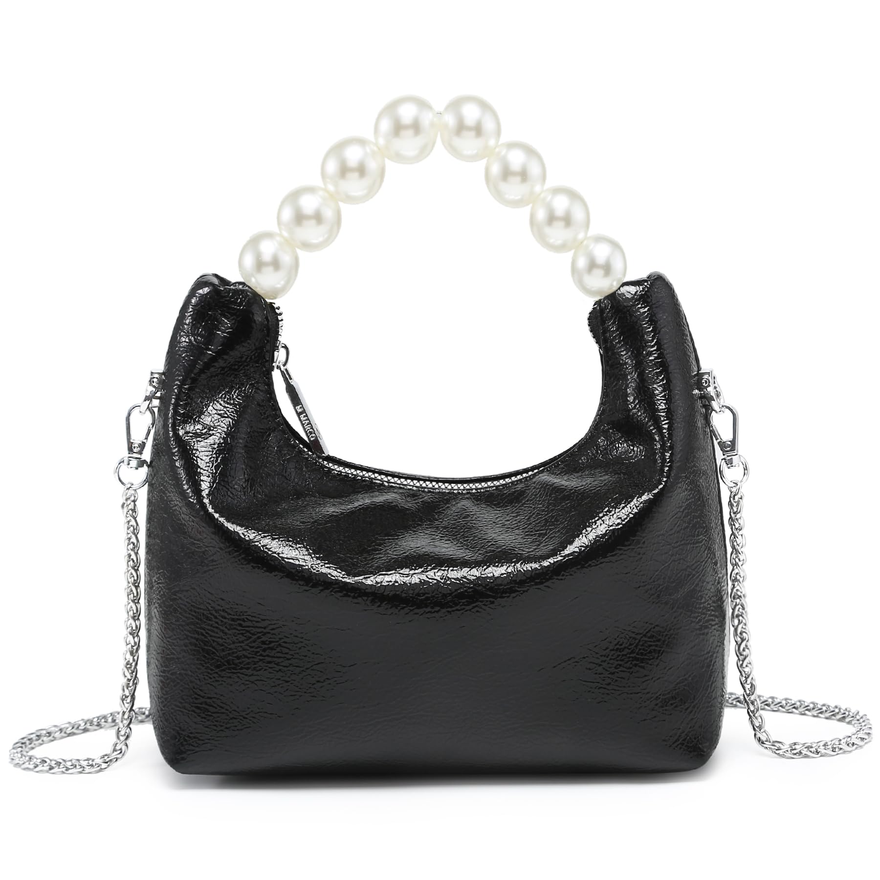 Pearl Handle Evening Clutch Purse for Women - Stylish Small Top Handle Handbags with Detachable Chain Strap for Wedding Party