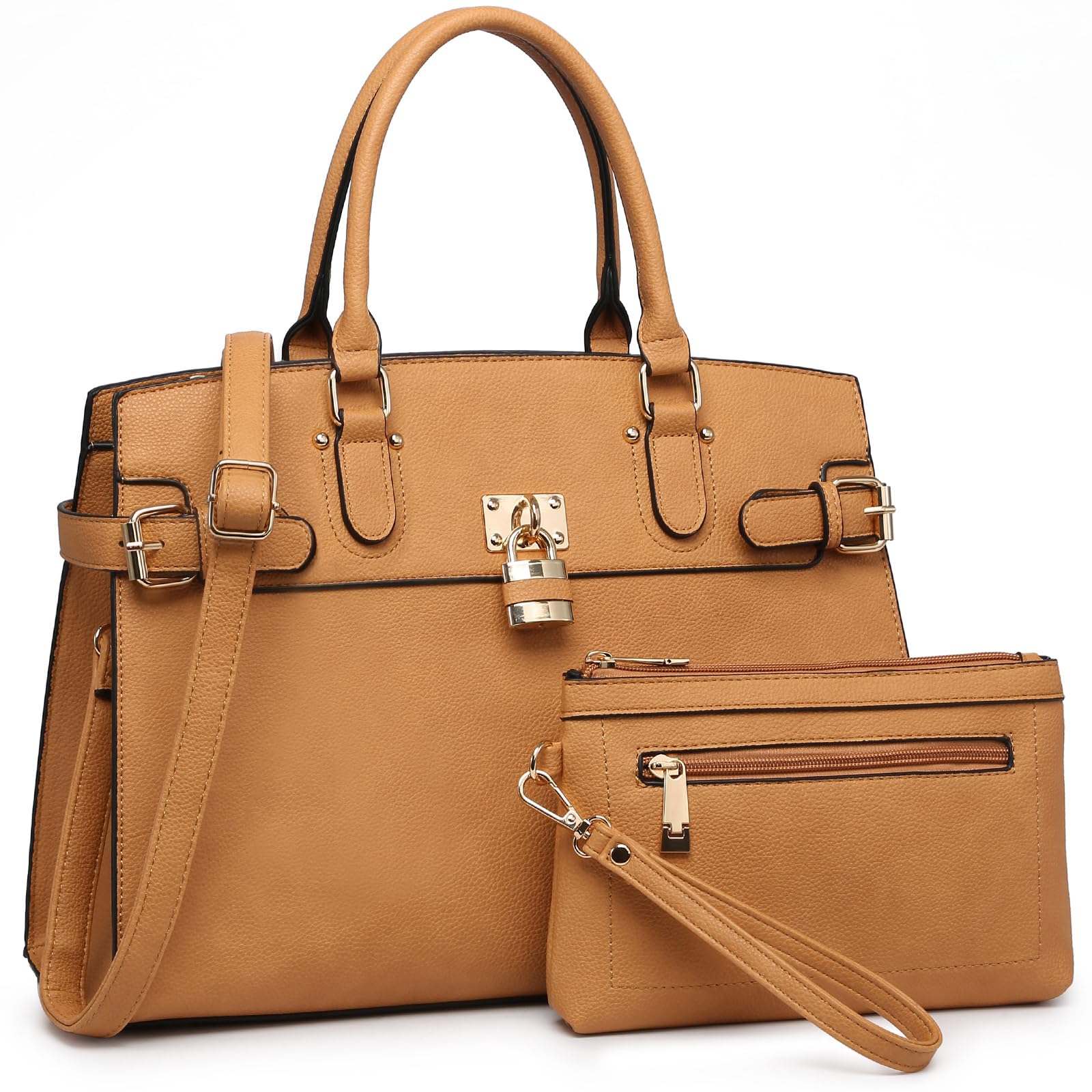 Women Handbags and Purses Fashion Satchel Work Tote Bags Top Handle Shoulder Purses with Matching Wristlet