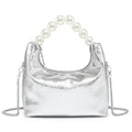 Pearl Handle Evening Clutch Purse for Women - Stylish Small Top Handle Handbags with Detachable Chain Strap for Wedding Party