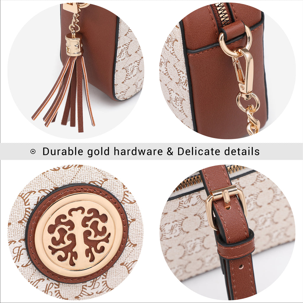 Lightweight Medium Crossbody Bags Purses for Women Signature Shoulder Messenger Bag w/Front Tassel Zipper Pocket