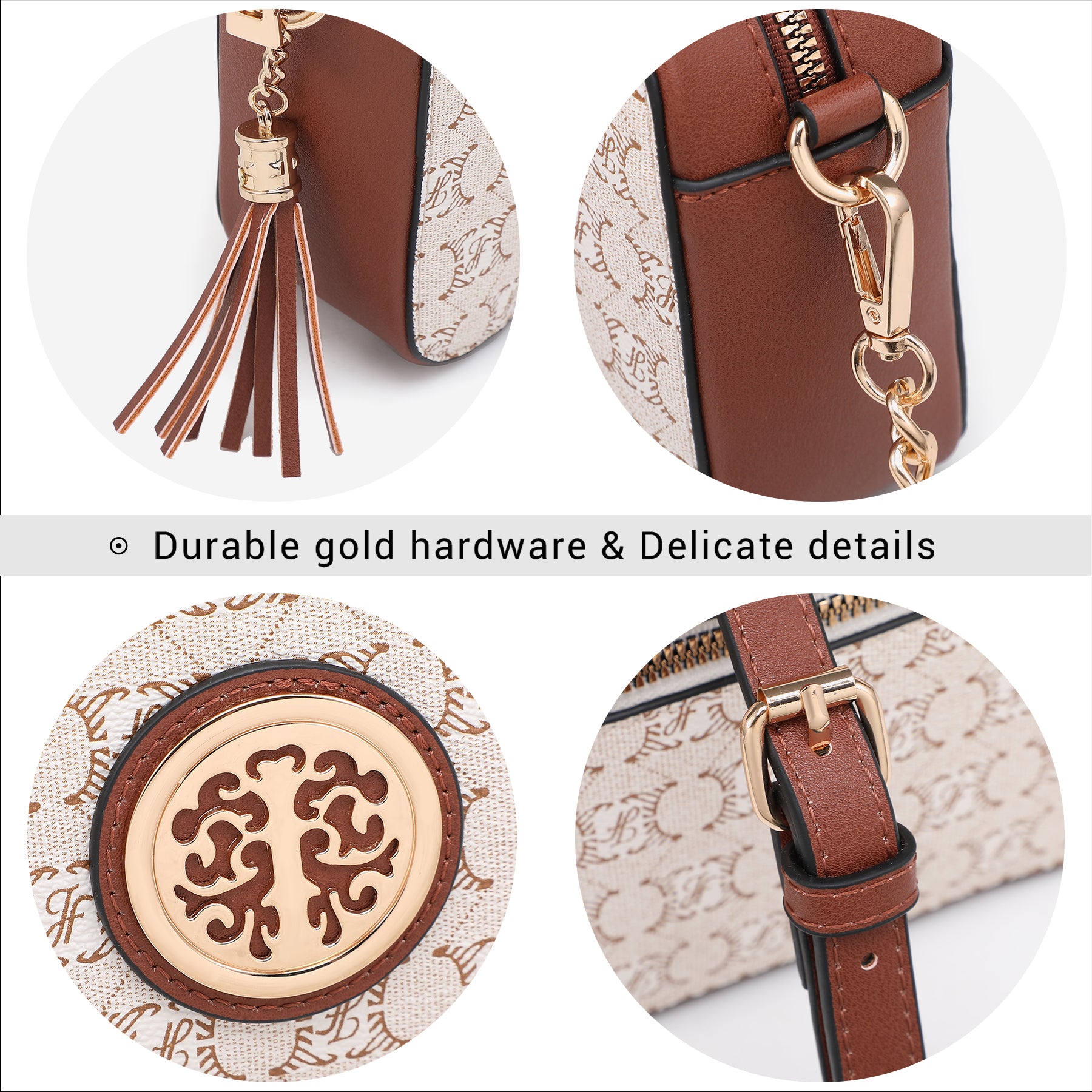 Lightweight Medium Crossbody Bags Purses for Women Signature Shoulder Messenger Bag w/Front Tassel Zipper Pocket