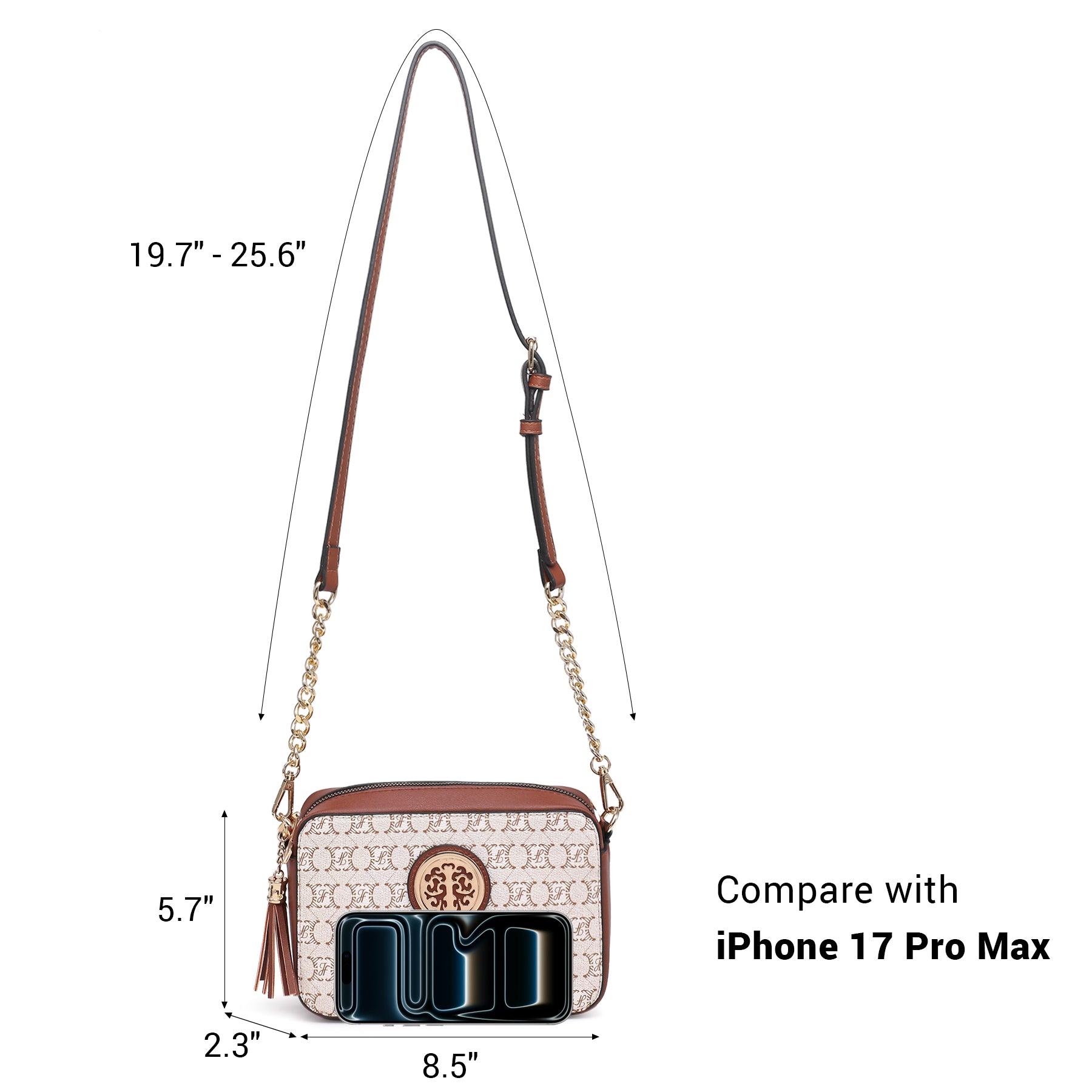Lightweight Medium Crossbody Bags Purses for Women Signature Shoulder Messenger Bag w/Front Tassel Zipper Pocket