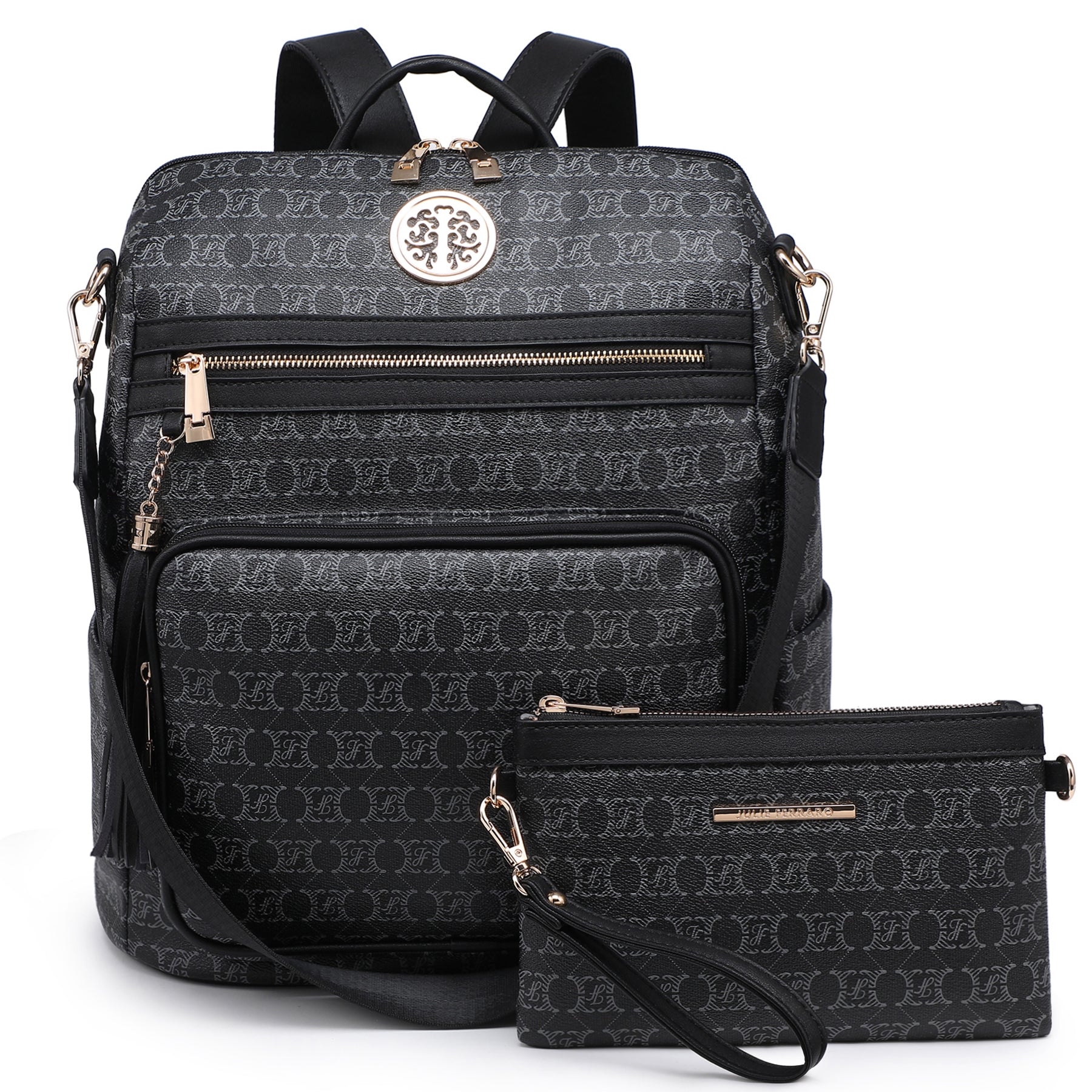 Women Fashion Backpack Purse Convertible Large Ladies Rucksack Travel Shoulder Bags Handbag Set 2pcs w/Tassel
