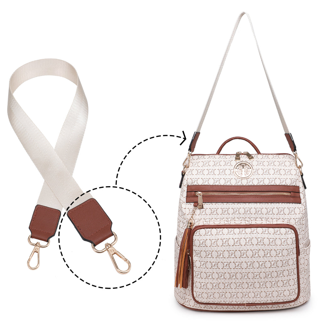 Women Fashion Backpack Purse Convertible Large Ladies Rucksack Travel Shoulder Bags Handbag Set 2pcs w/Tassel